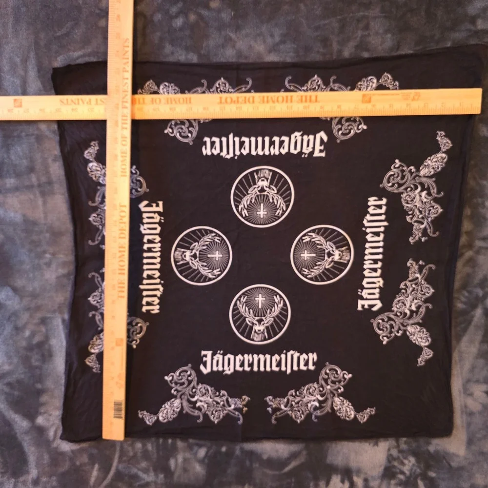 Jagermeister Bandana Black White Stag Logo Cotton Headwrap Biker Scarf 21x21